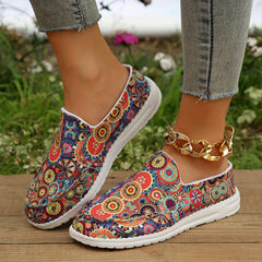 Tribal Style Canvas Slip On Shoes Casual Walking Shoes