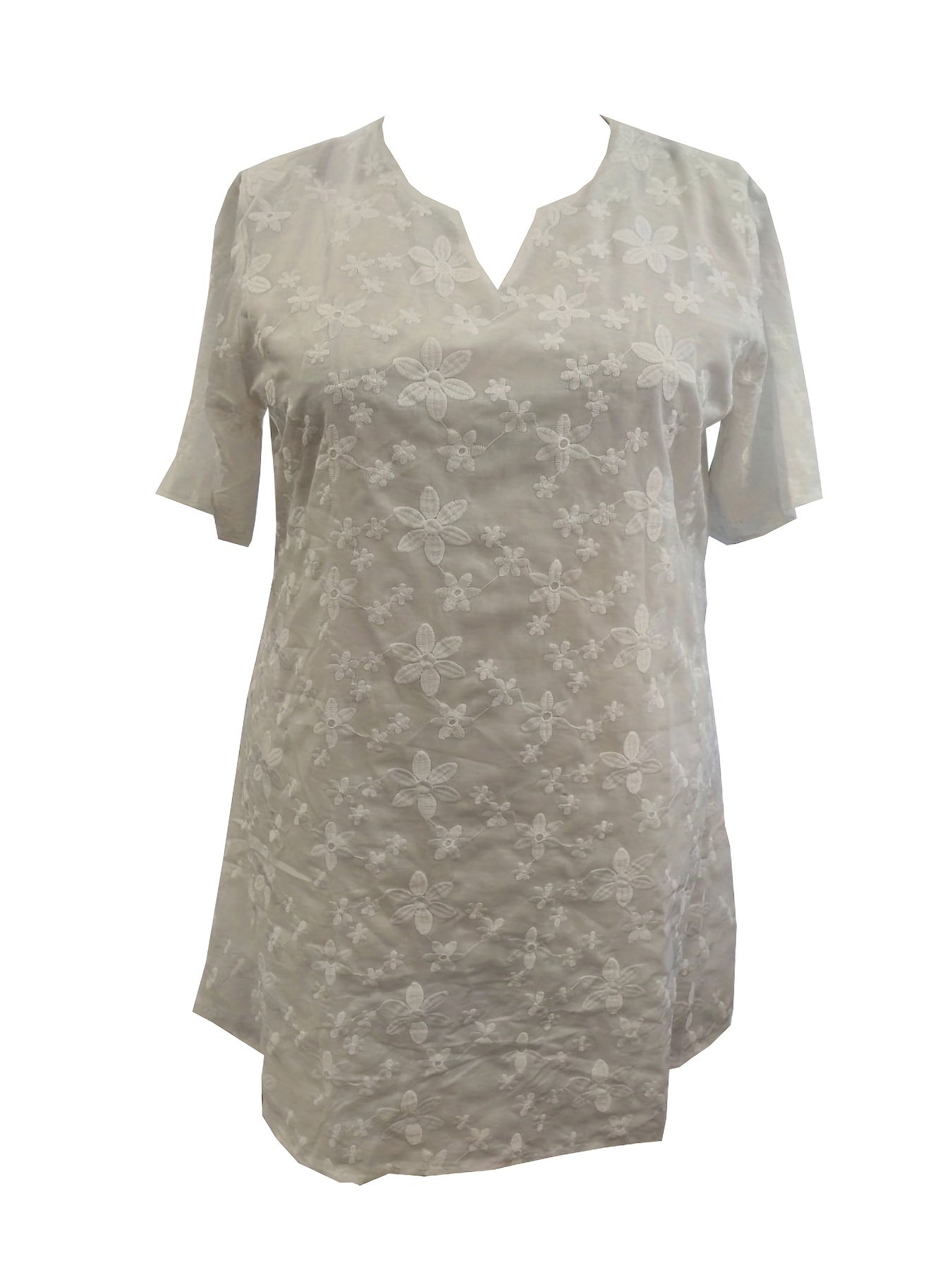  Floral Embroidered Short Sleeve Dress