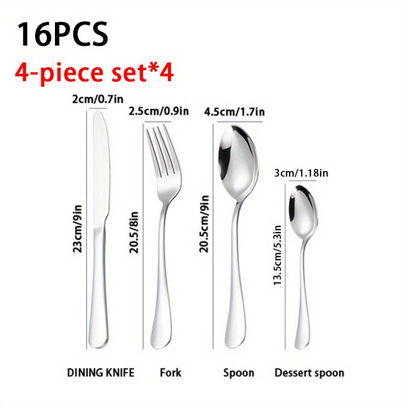 16pcs Stainless Steel Silverware Cutlery Set for Home Use