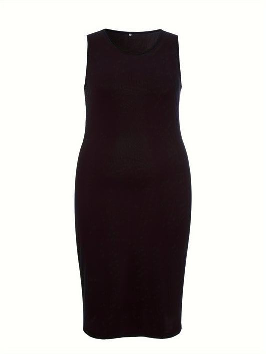 Women's Plus Solid Round Neck Tank Dress