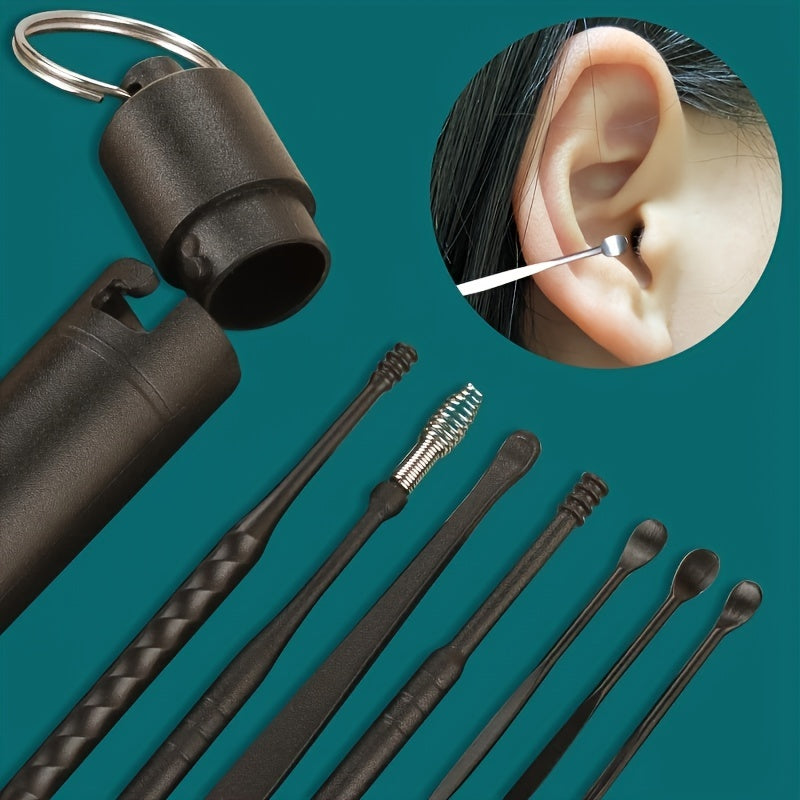 7Pcs Ear Cleaning Kit With Storage Box Key Ring Safe Ear Wax Removal Tool