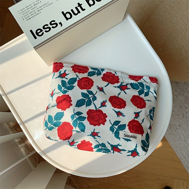 Fresh Floral Cosmetic Bag Fabric Clutch Portable Makeup Lipstick Storage