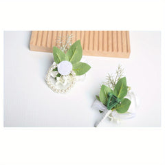 Wrist Corsage & Boutonniere Set for Wedding