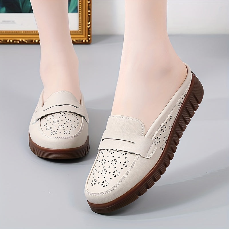 Women's Hollow Out Mule Sneakers Lightweight Slip On Shoes Breathable Closed Toe