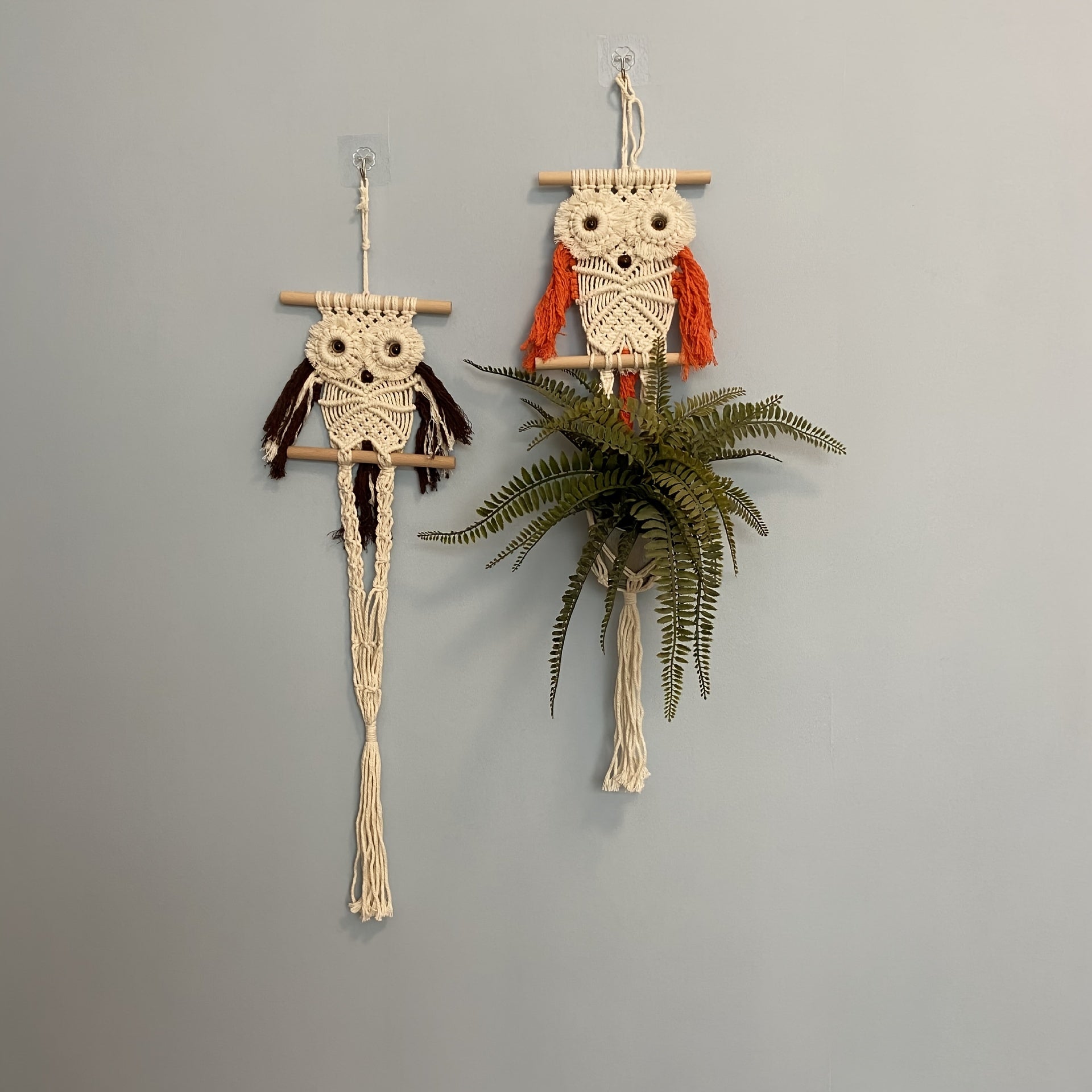 Cute Owl Hand Woven Flowerpot Hanging Basket Kids Room Decor Wall Pendant