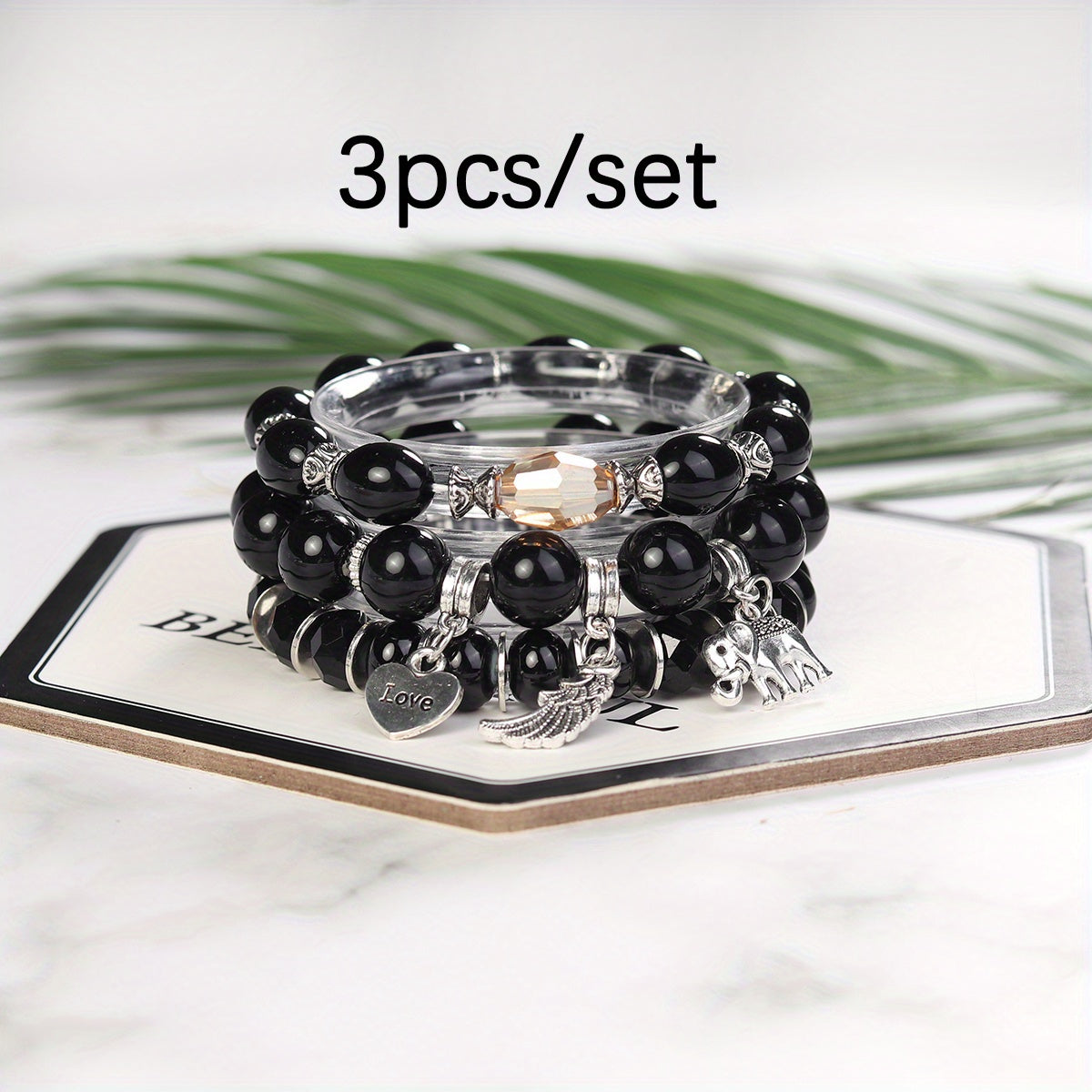 Bohemian Beaded Elephant Wings LOVE Ball Bracelet