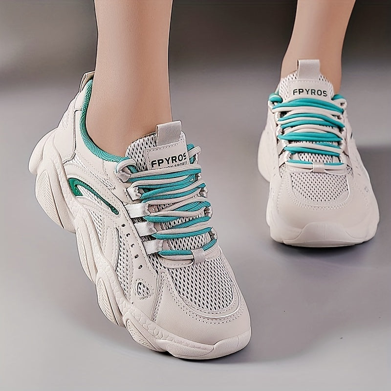 Women's Mesh Chunky Sneakers Breathable Lace Up Low Top Sports Shoes