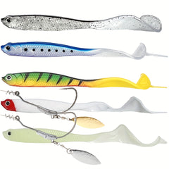 Bionic Soft Baits with Twister Tail for Fishing, 5pcs, Saltwater Freshwater