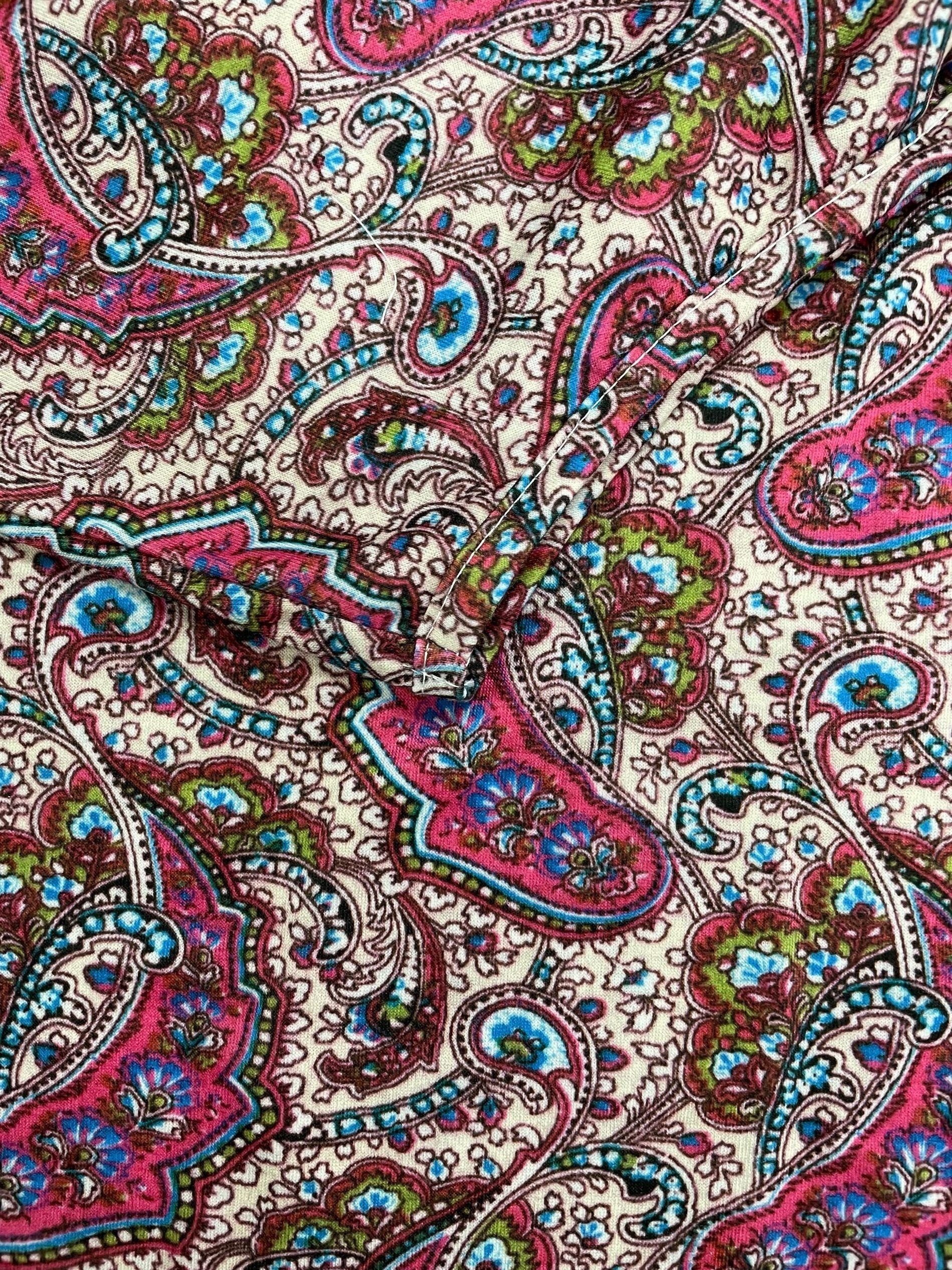  Boho Paisley Print Cami Top Cut Out Pleated