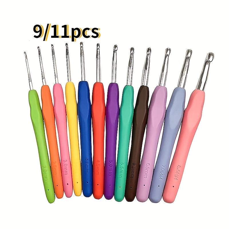 9-11pcs Crochet Hooks Set Tool Needle Knitting Rod Crochet Sewing Supplies
