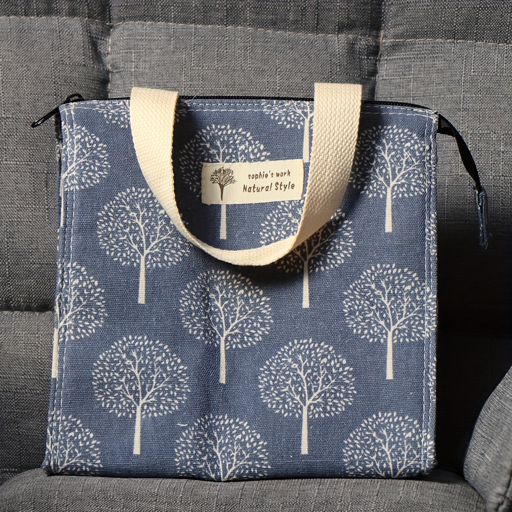 Tree Pattern Insulation Lunch Bag Portable Travel Picnic Bag