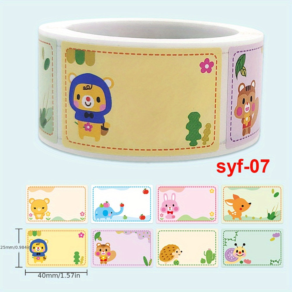 Cartoon Name Label Sticker Roll, Handwritten Adhesive Book Name Tag