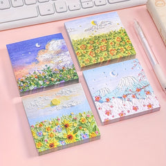 2pcs Prosperous Painting Sticky Notes - High Value Hand Account Scenery Memo Pad