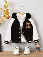 Boys Hooded Fleece Bear Print Jacket