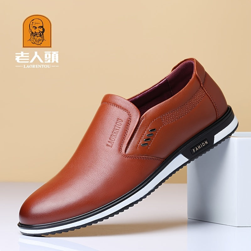 LAORENTOU Men's Leather Dress Shoes Comfy Durable Non Slip Formal Flats