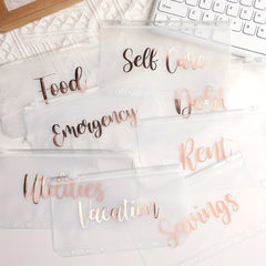 10pcs Rose Golden Letter Binder Zipper Bags Set