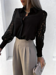  Lace Sleeve Button Up Blouse