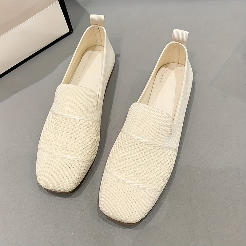 Women's Square Toe Loafers Breathable Flat Shoes Soft Sole Summer Walking Shoes