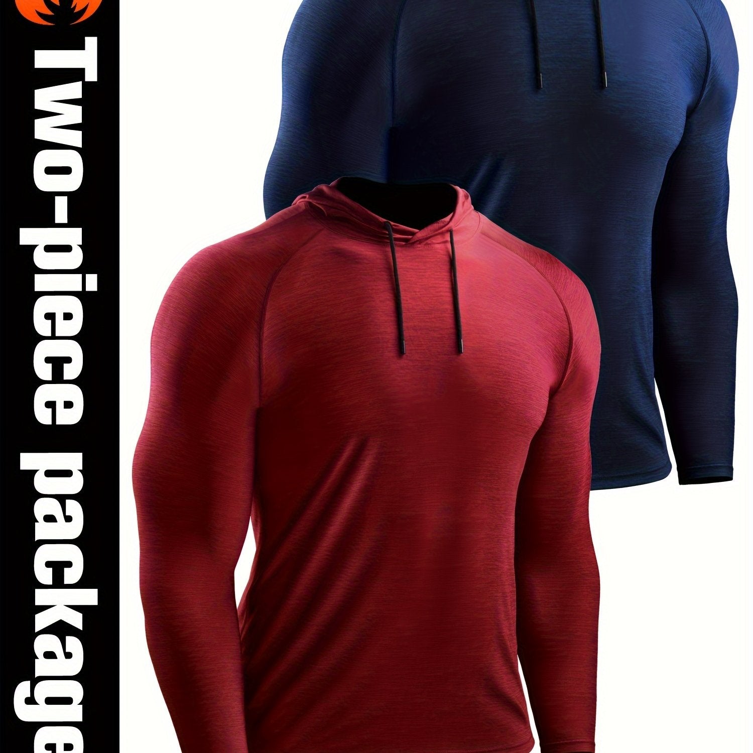 2pcs Men's Hooded Sports T-shirt Quick Drying Top