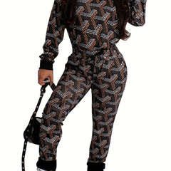 Plus Size Dot Print Top & Pants 2 Piece Set