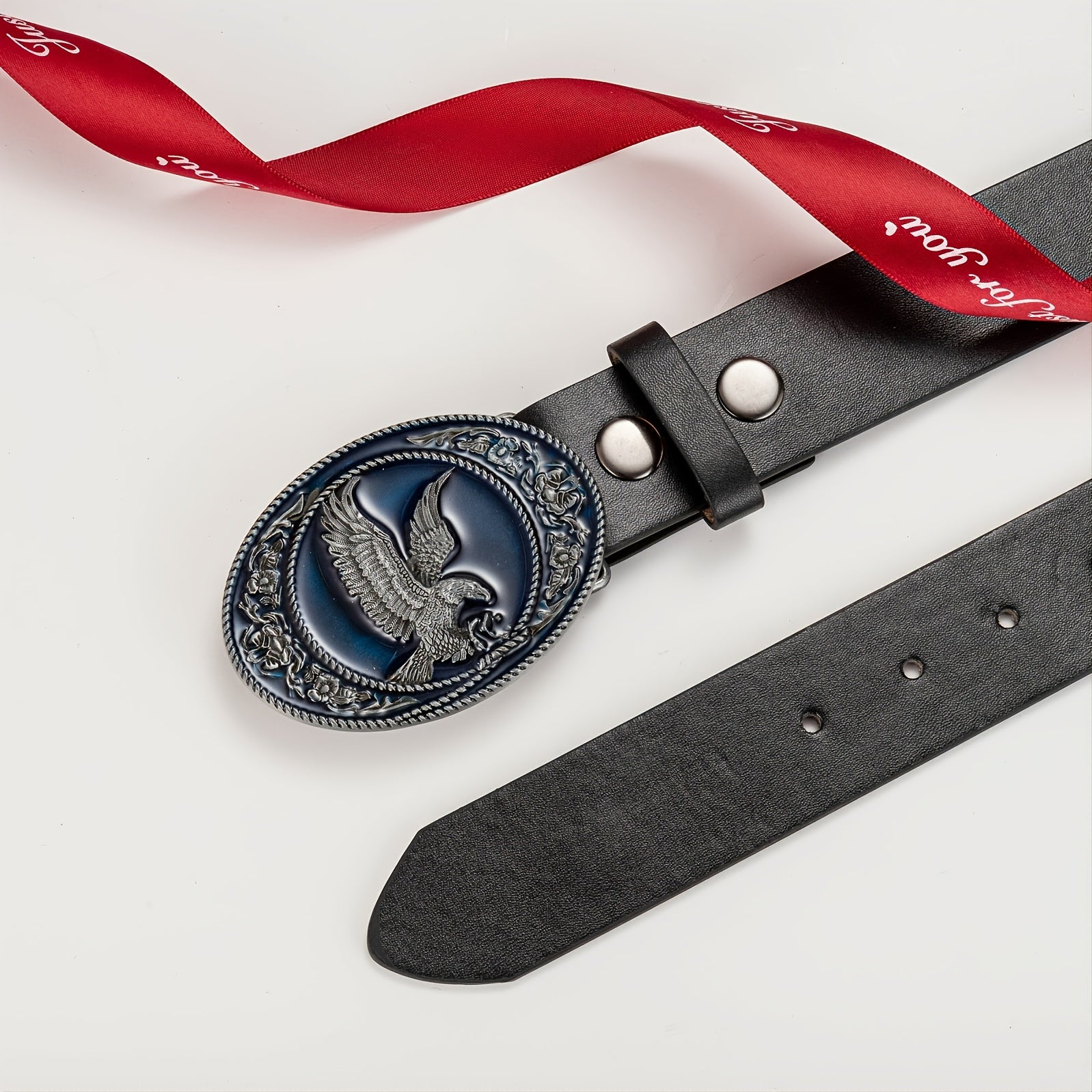 Men's Leather Bronze Eagle Buckle Belt - Gift for Boyfriend and Father