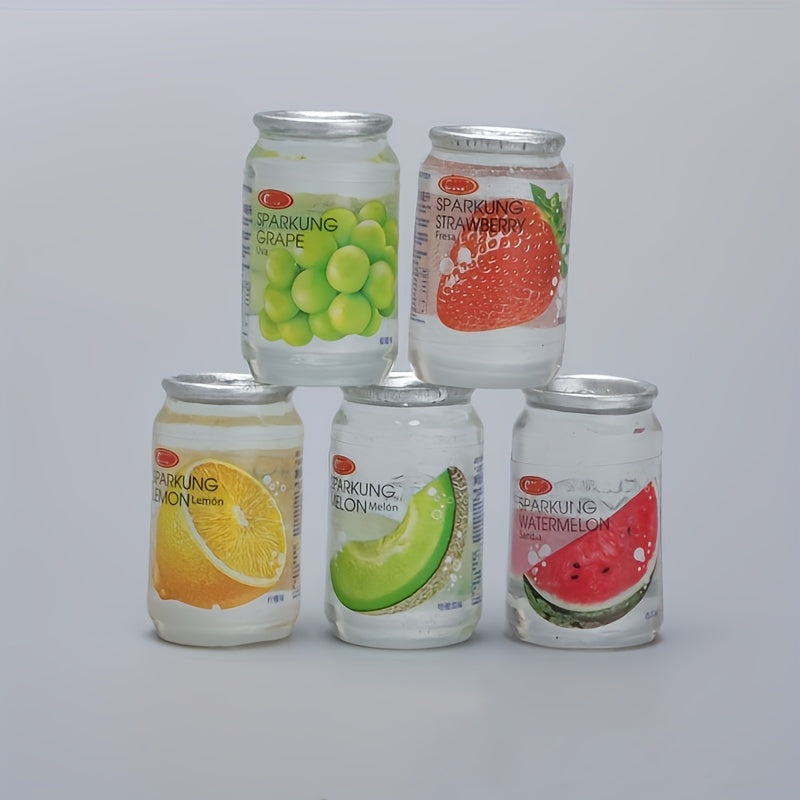 10pcs Mini Supermarket Food Set - Resin Fruit Cans & Beverage Bottles