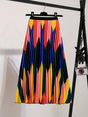  Chevron Print Elastic Waist Maxi Skirt