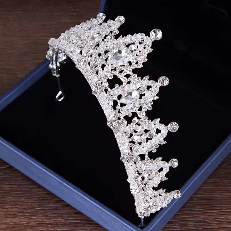 Silvery Rhinestone Crystal Crown Headband Princess Crown