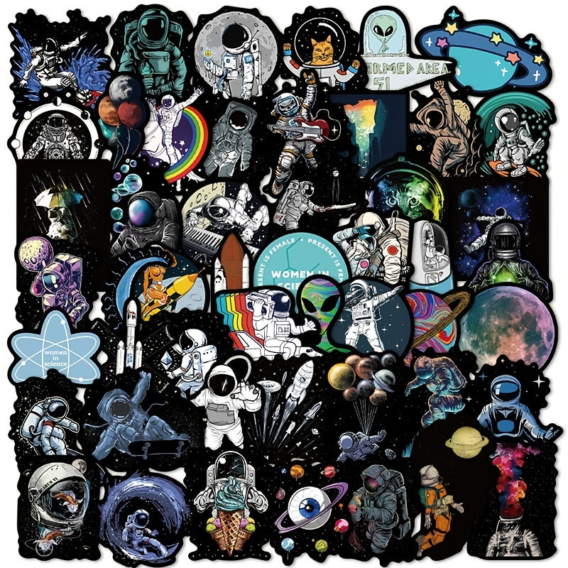50pcs Astronauts Explore Outer Space Doodle Stickers for DIY Creative Toys
