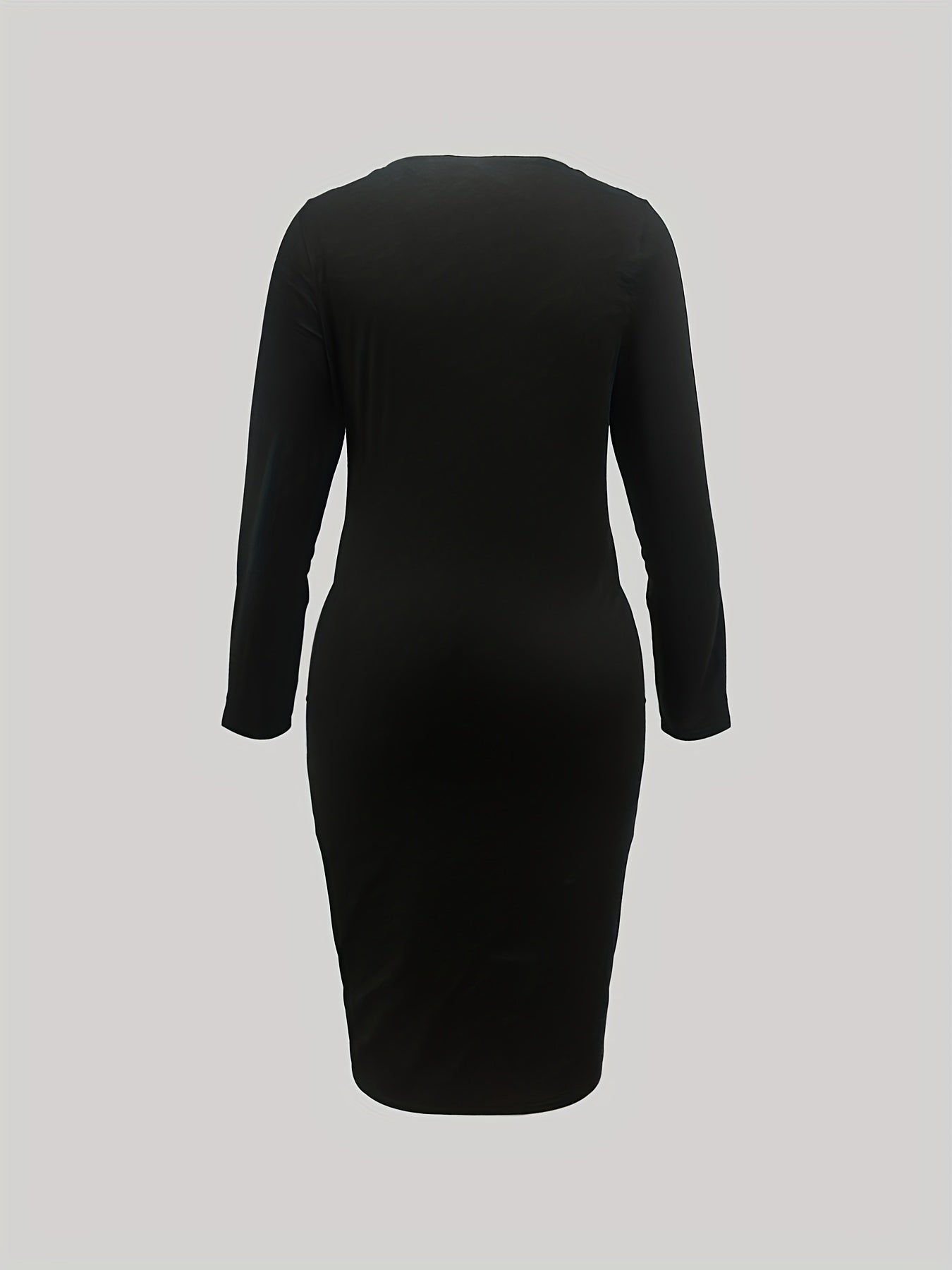  V Neck Long Sleeve Stretch Dress