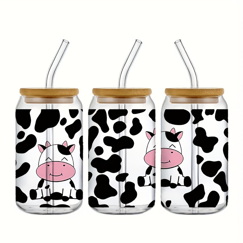 4pcs Cow UV DTF Cup Wrap Decal Stickers Set for Mugs Water Bottles