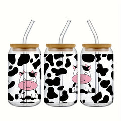 4pcs Cow UV DTF Cup Wrap Decal Stickers Set for Mugs Water Bottles