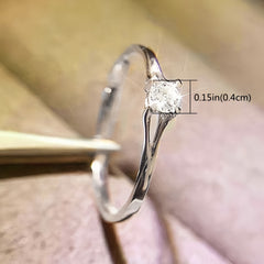 Classic 4 Prong Zircon Wedding Ring Women's Hand Jewelry Gift