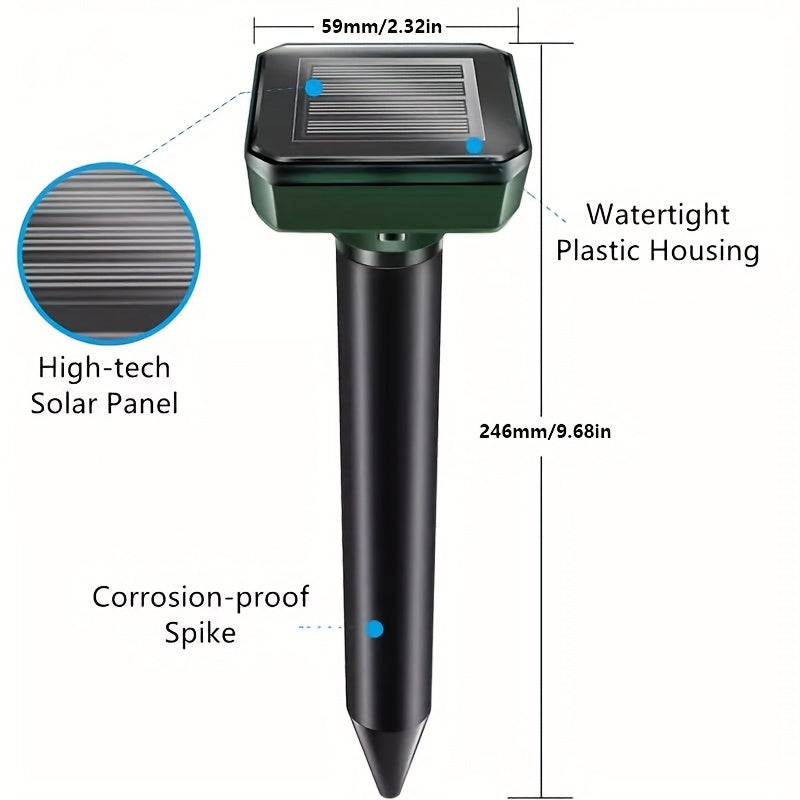 2pcs Solar Powered Rat Repellent Outdoor Ultrasonic Animal Repellent