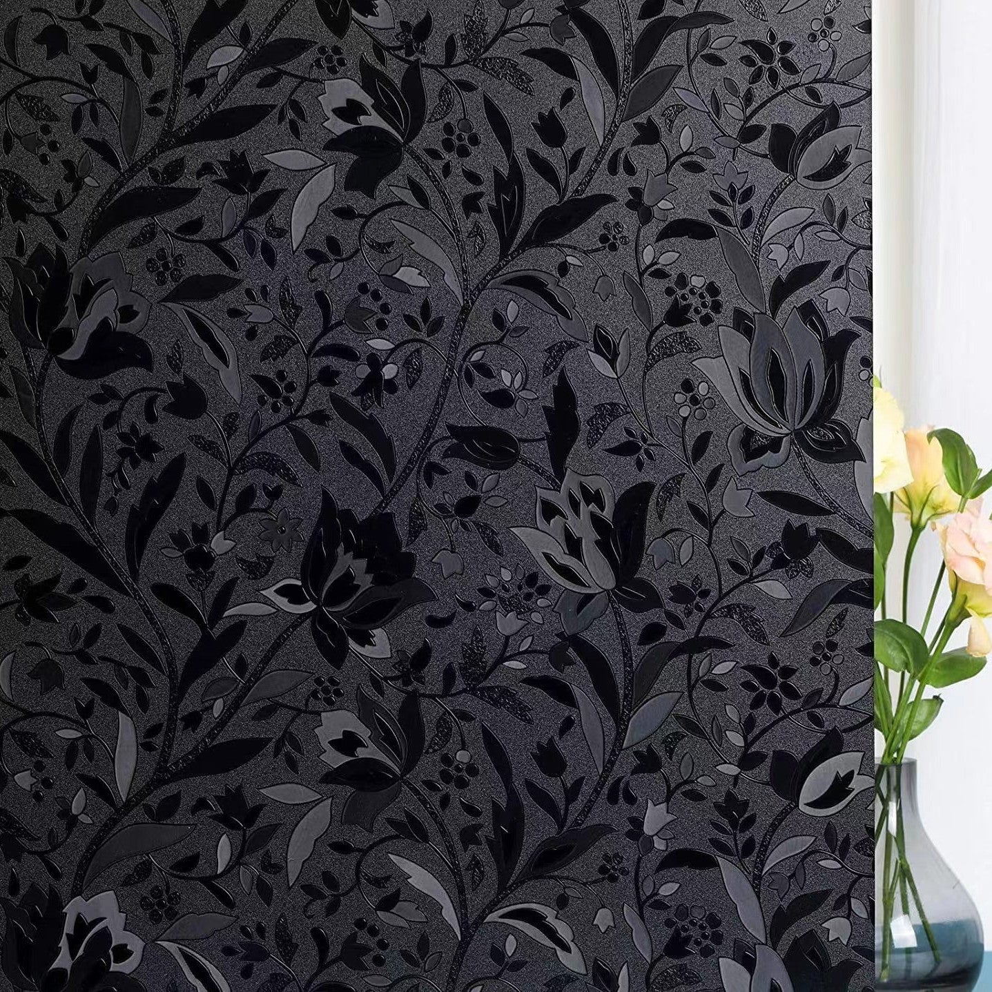 Blackout Window Film Privacy Frosted Sun Blocking for Bathroom