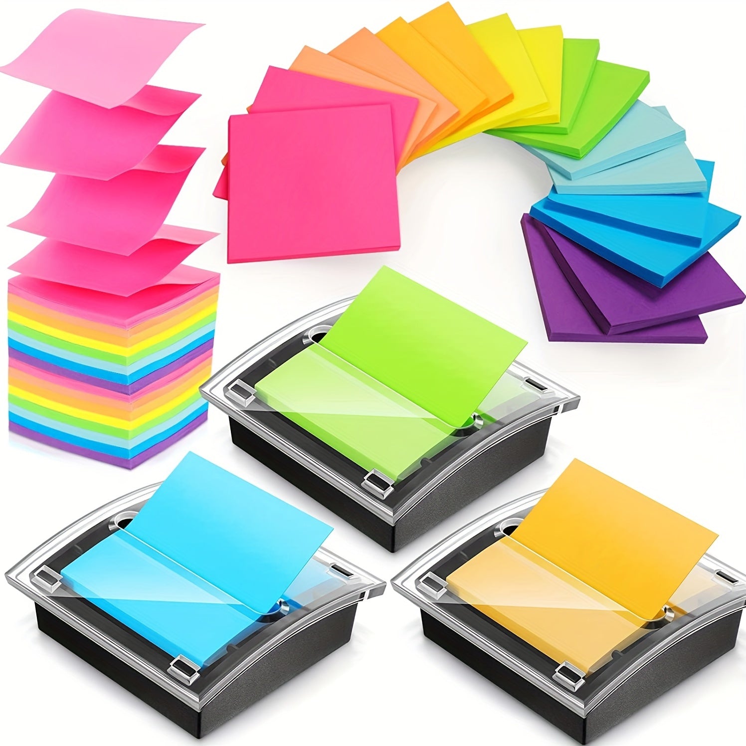 12pcs Pop up Sticky Notes Bright Colors Memo Pads Strong Adhesive