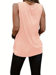 Cat Paw Print Crew Neck Tank Top For Summer