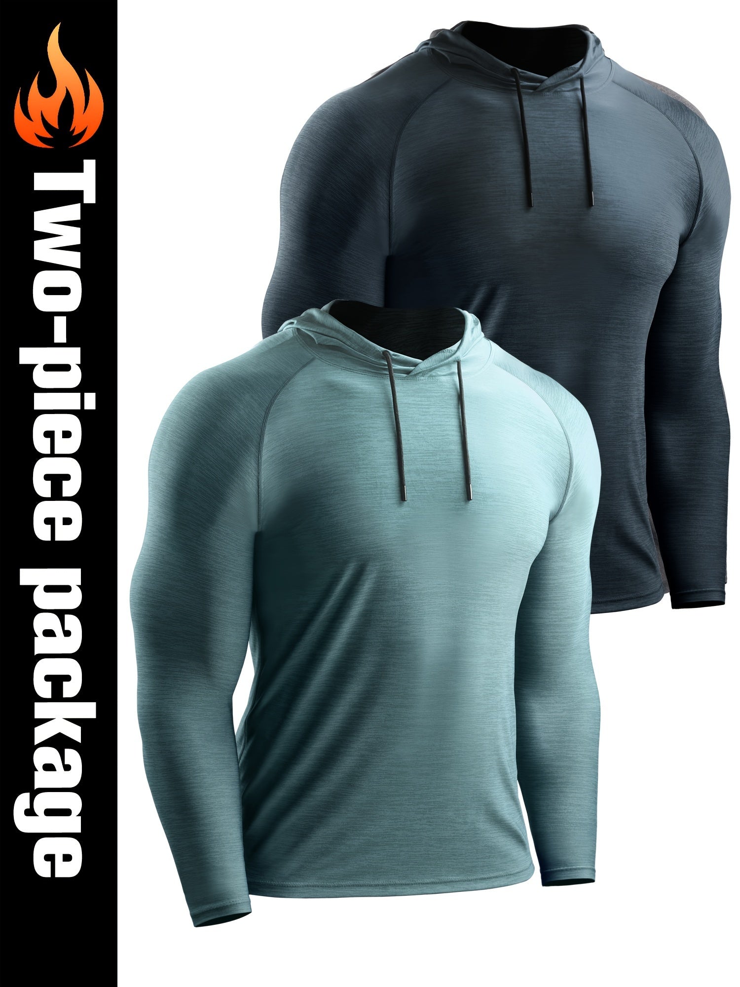 2pcs Men's Hooded Sports T-shirt Quick Drying Top