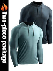 2pcs Men's Hooded Sports T-shirt Quick Drying Top