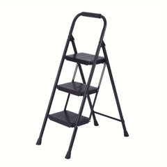 3 Step Folding Ladder Handle Non Slip Wide Treads Steel Stepstool Portable