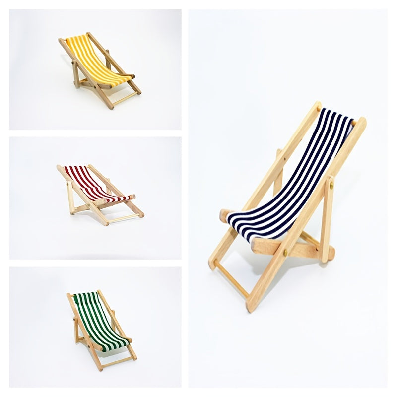 Mini Wooden Beach Chair Doll House Decor 1:12 Scale