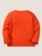 Excavator Print Kid's Cotton Pullover Long Sleeve Top