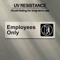Employees Sign 22.86 X 7.62 cm Brushed Aluminum Self-adhesive Silver