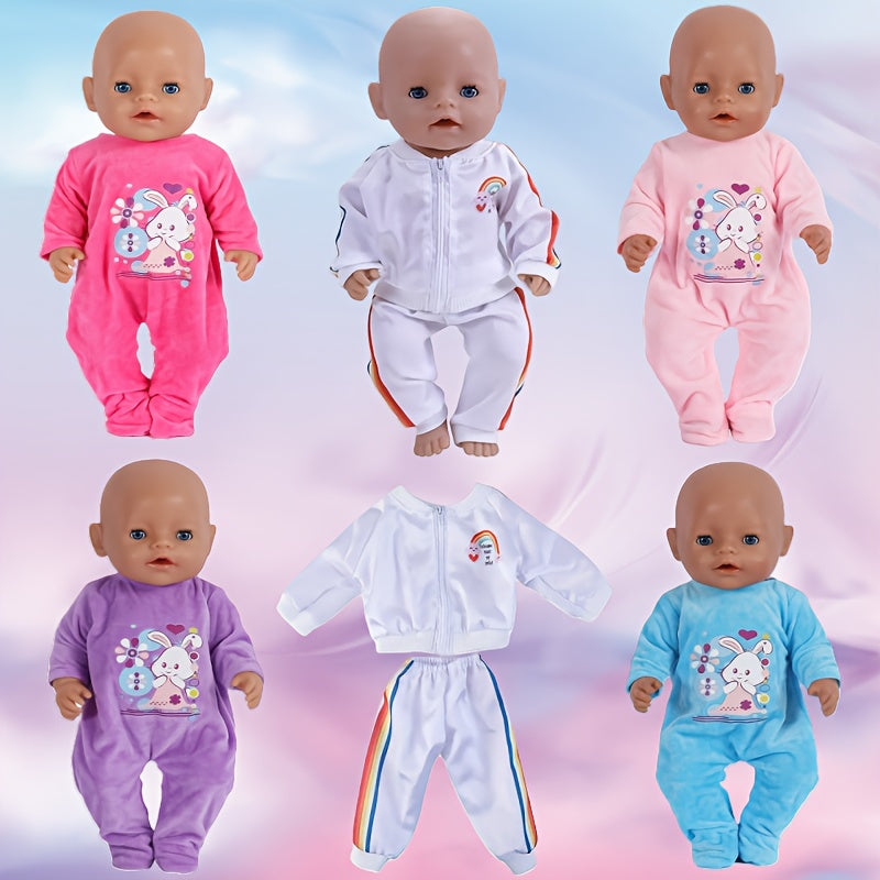 Doll Clothes Set for 18" Dolls - Rabbit Suit and Rainbow Costume