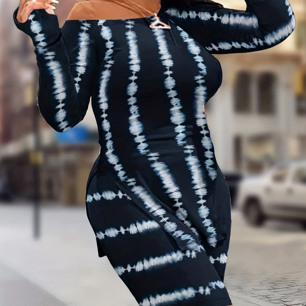  Tie Dye Striped Long Sleeve Top & Shorts Set