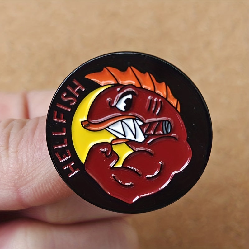 10pcs Hellfish Metal Badge Cartoon Fish Brooch School Bag Clothing Pin