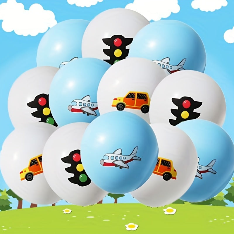 12pcs Car Airplane Traffic Light Balloon Party Decoration
