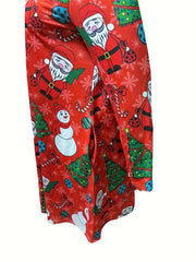  Christmas Casual Dress Women's Plus Christmas Tree & Snowman Print