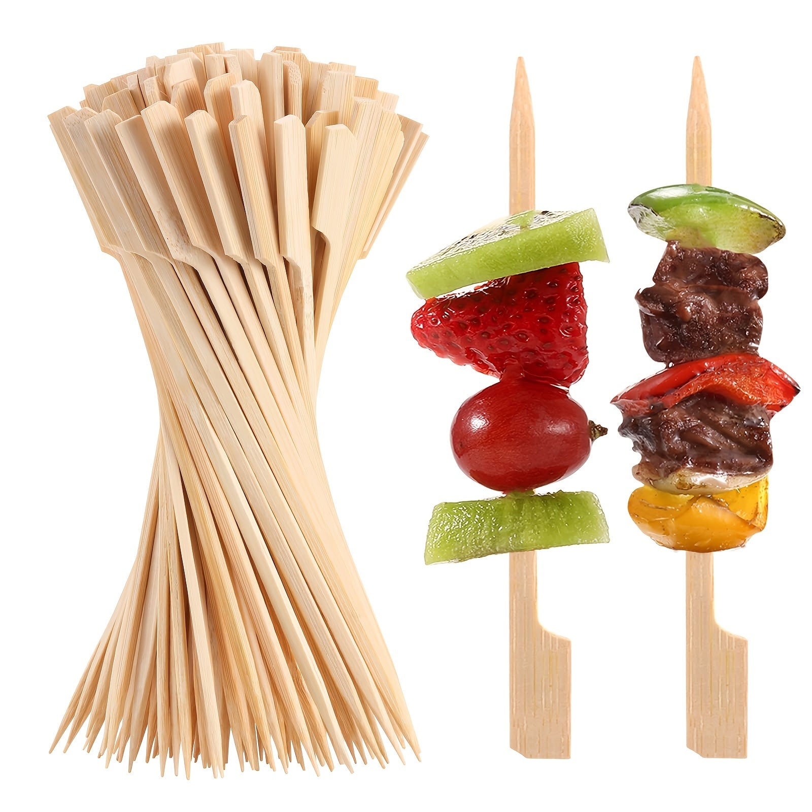 100 Bamboo Wooden Paddle Picks Skewers for Cocktail Fruit Sandwich