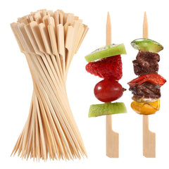 100 Bamboo Wooden Paddle Picks Skewers for Cocktail Fruit Sandwich